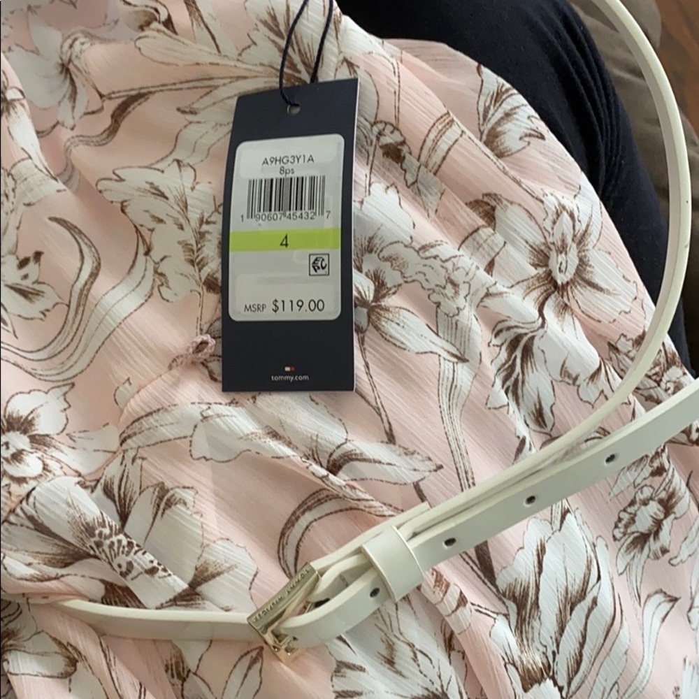 Tommy Hilfiger flower print belted pink dress - Picture 6 of 7
